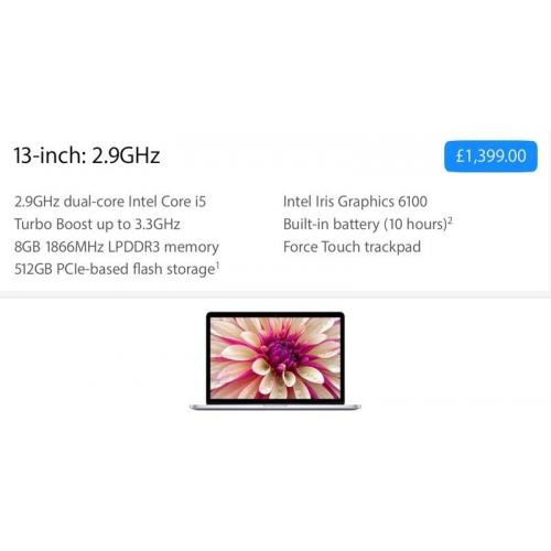 MacBook Pro 13 Retina 2.9/8ram/512ssd - like NEW - boxed - A1502