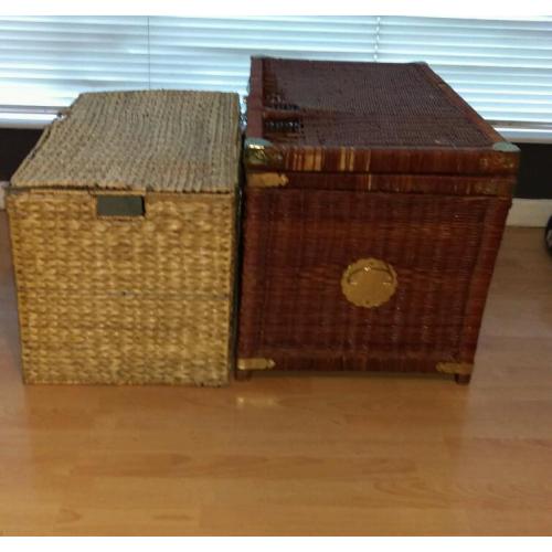 X 2 Wicker Chest Trunk Blanket Box. Storage Trunk
