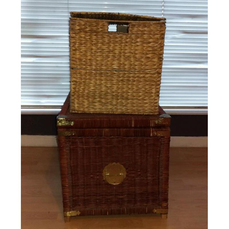 X 2 Wicker Chest Trunk Blanket Box. Storage Trunk
