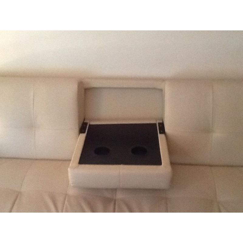 Two ivory Faux Leather Sofa Beds For Sale