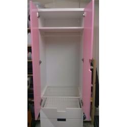 Pink and white IKEA stuva wardrobe ideal for nursery or child's room