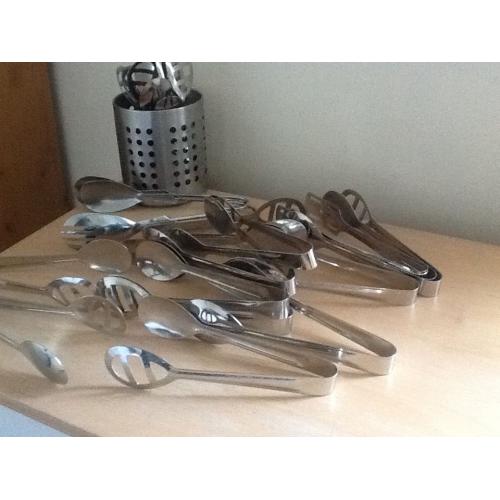 20 No. Stainless Steel Serving Tongs - SOLD Pending uplift