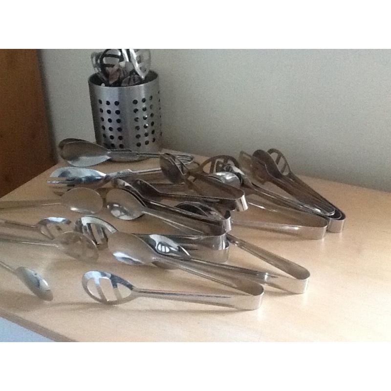 20 No. Stainless Steel Serving Tongs - SOLD Pending uplift