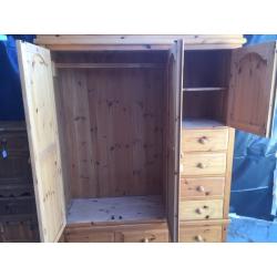 Solid pine triple wardrobe