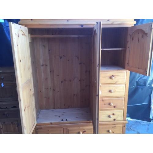 Solid pine triple wardrobe
