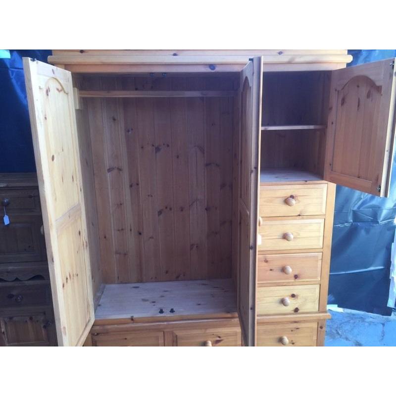 Solid pine triple wardrobe