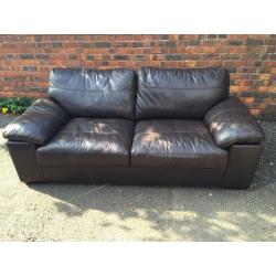 3 seater chocolate leather sofa