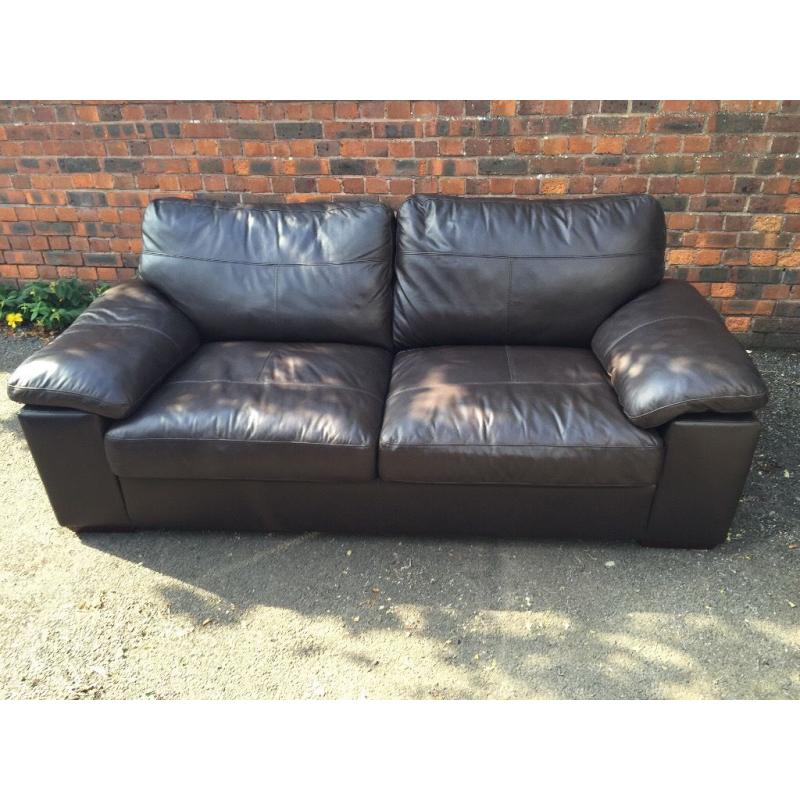 3 seater chocolate leather sofa