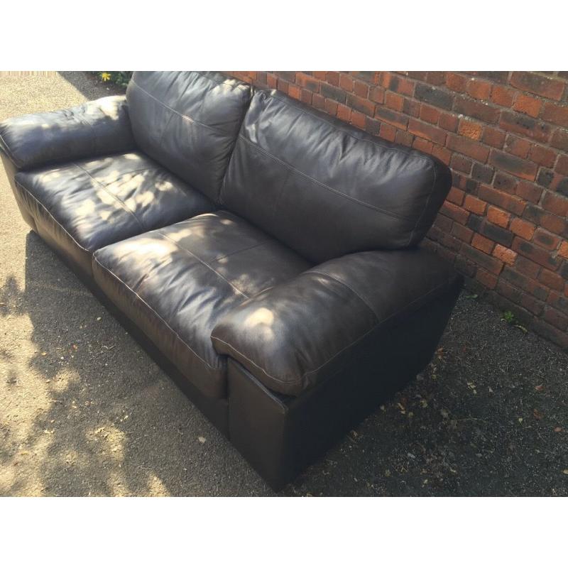 3 seater chocolate leather sofa