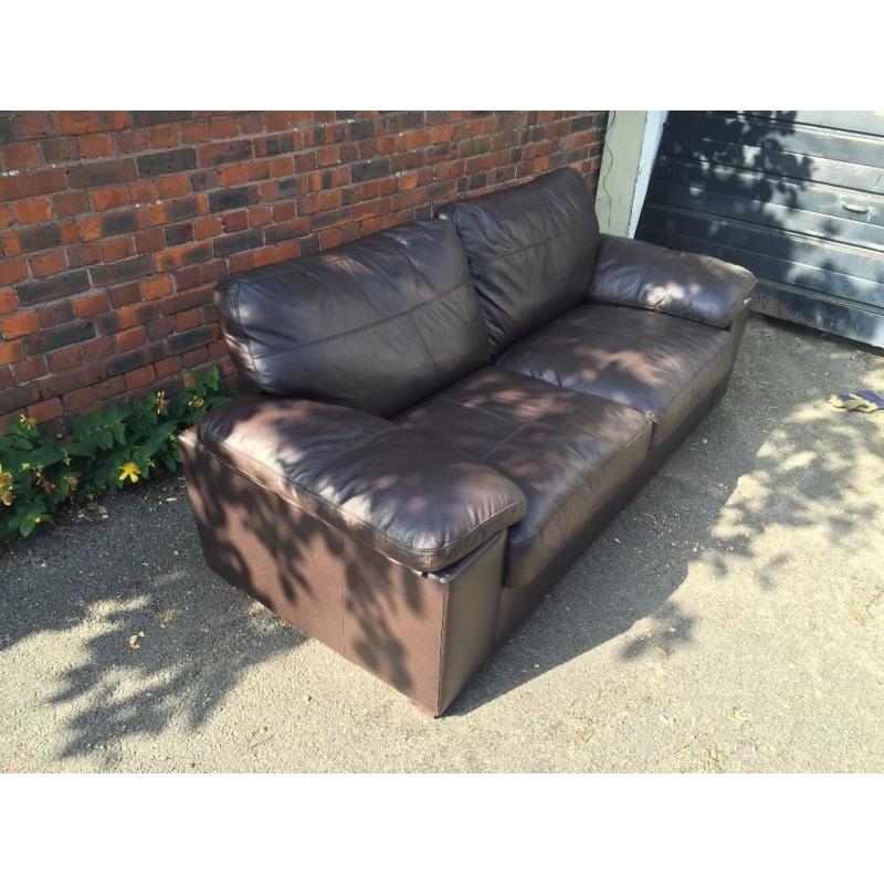 3 seater chocolate leather sofa