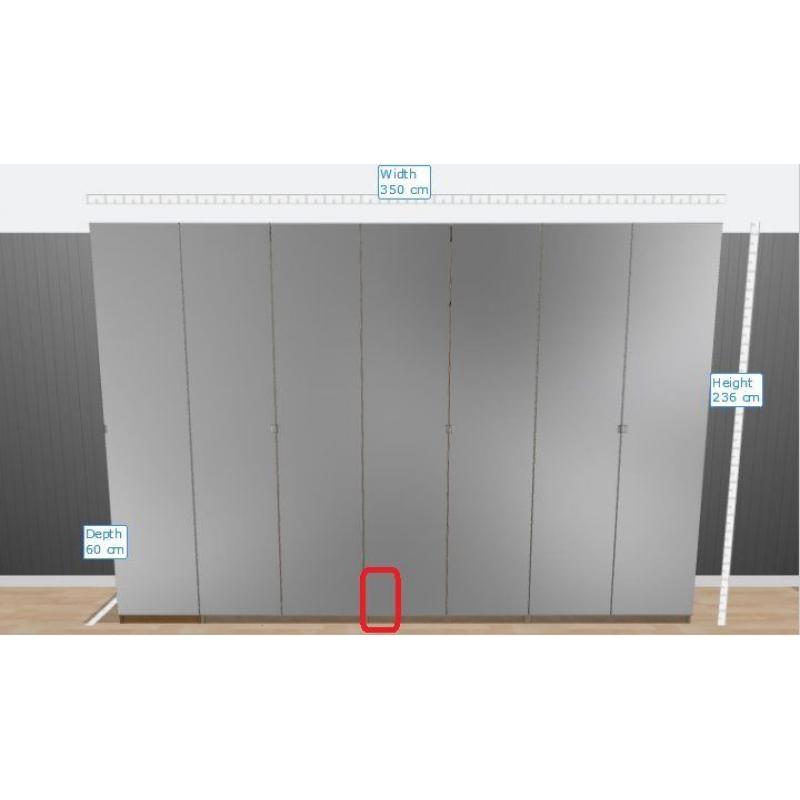 Tall Ikea Wardrobes (3 * 2 Doors and 1 * 1 door) with Glass doors
