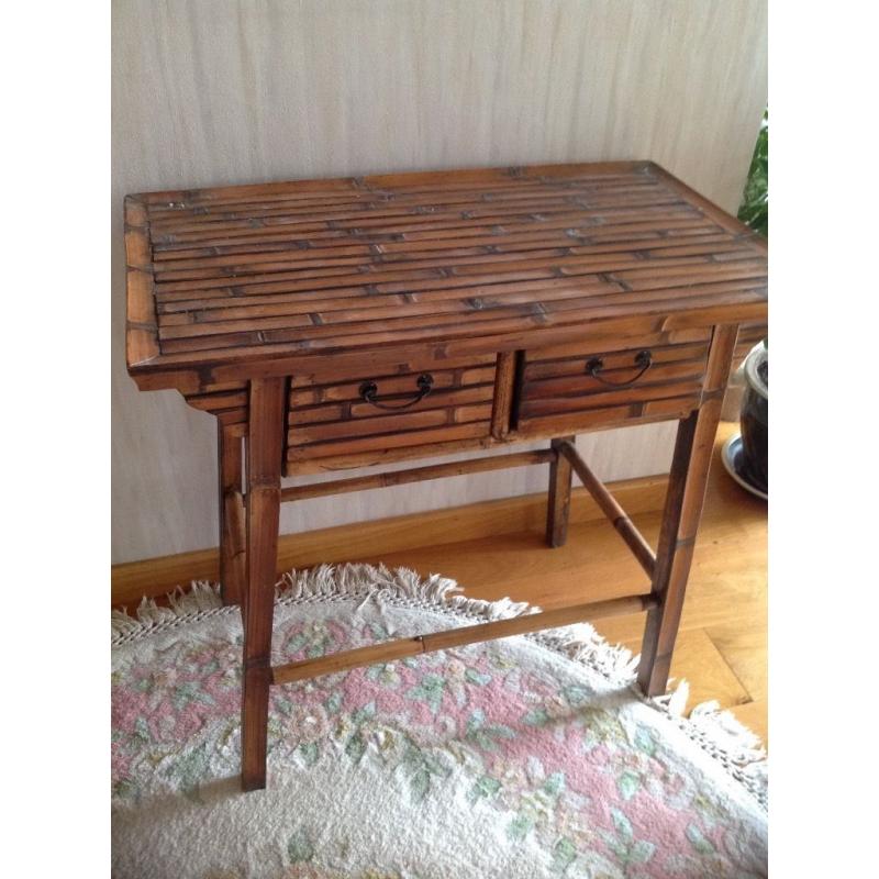 Dressing table/Desk with 2 small drawers and matching mirror and nest of 3 plant stands