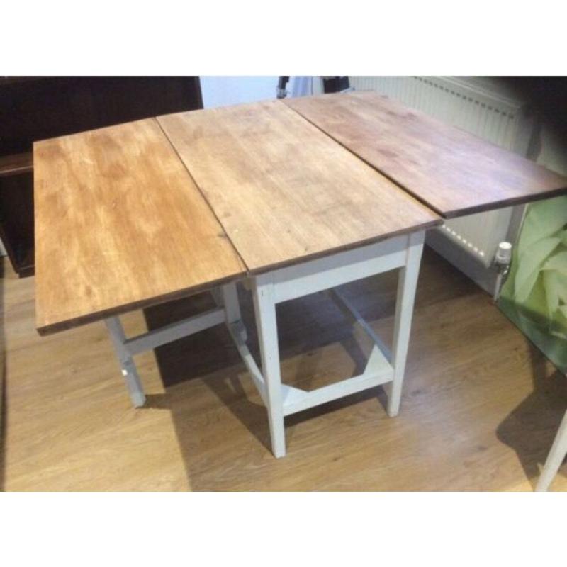 Restored solid wood dining table set with 2 chairs