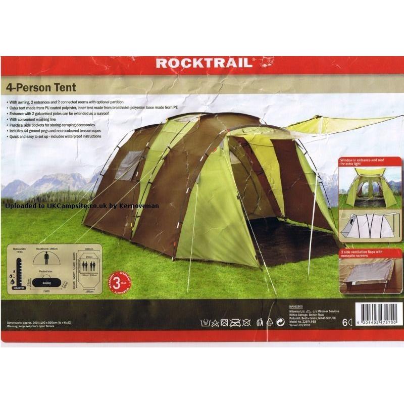 Rocktrail 4 man tent, inner sleeping compartment & partition wall. 460 x 260 x 190 cm (L x W x H)