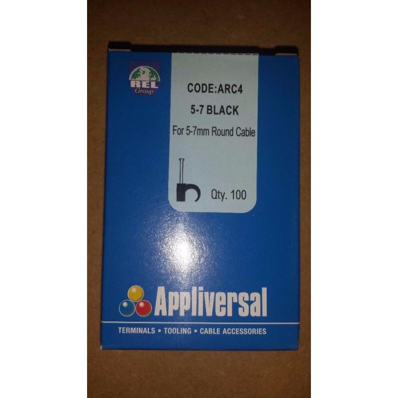 BULK LOT 10,000 x 5-7mm or 7-10mm BLACK ROUND CABLE CLIPS FOR SATELLITE COAX AERIAL COAX CABLE CLIPS