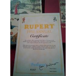 Rare Rupert Bear 1951 annual with certificate boxed
