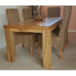 Solid oak dining table with 6 chairs