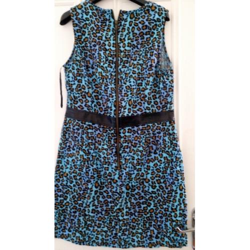 Funky blue leopard print dress size 10/12