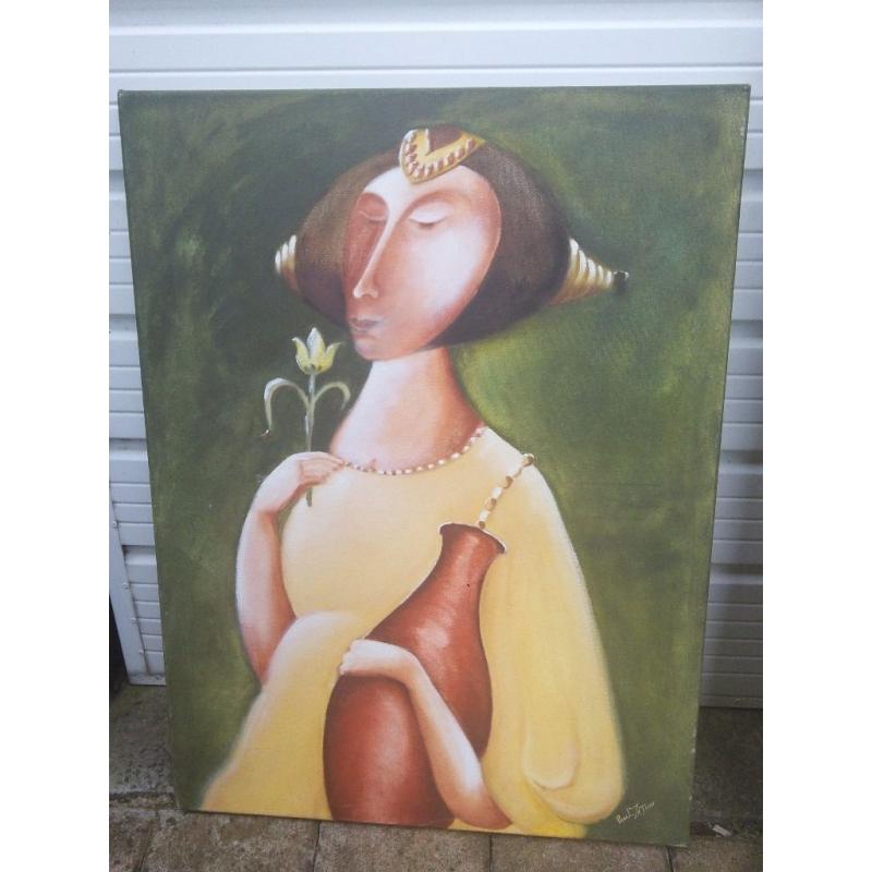 3 Original oil paintings on canvas by local artist Primitive , modern, and Manchester city scene.