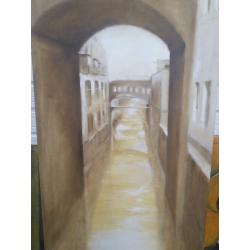 3 Original oil paintings on canvas by local artist Primitive , modern, and Manchester city scene.