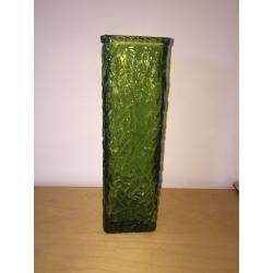 Whitefriars green cut glass vase