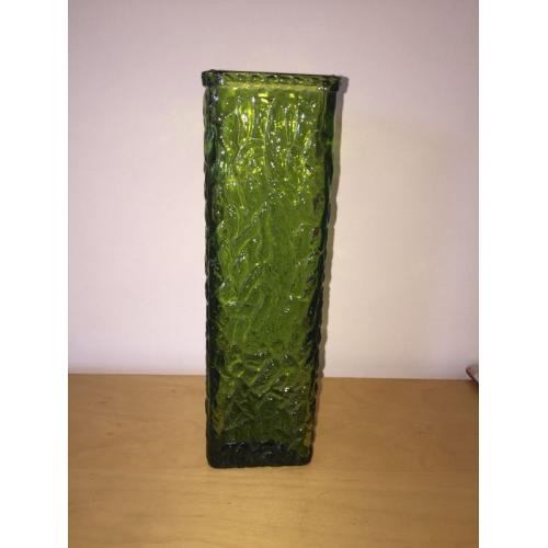 Whitefriars green cut glass vase