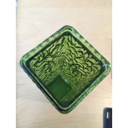 Whitefriars green cut glass vase
