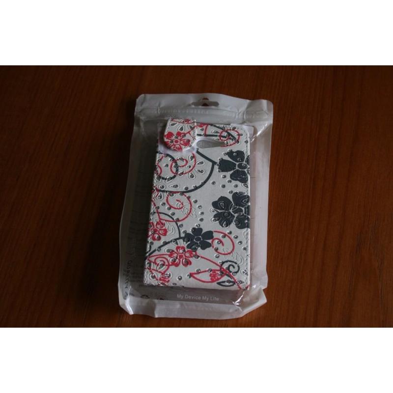 New white and pink sparkly mobile phone case fits Sony experia M2
