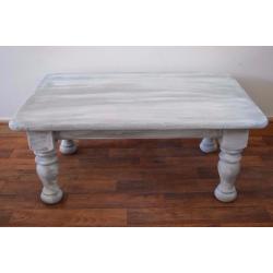 Chunky Pine Coffee Table Grey & White Wash with Decorative Owls