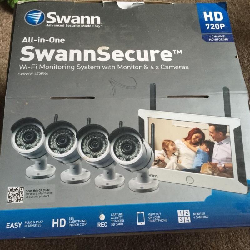 Swann all in one monitor system with monitor and four cameras , wi-fi