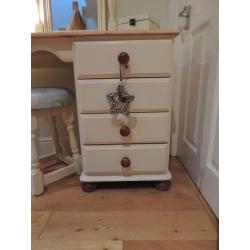 Shabby Chic Dressing Table with 3 drawers, Mirror and Stool