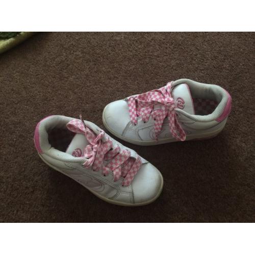 White and pink heelys size 1
