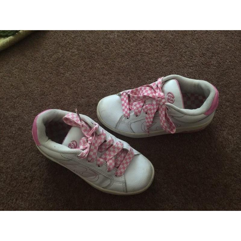 White and pink heelys size 1