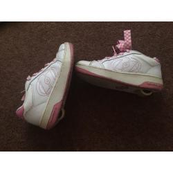 White and pink heelys size 1