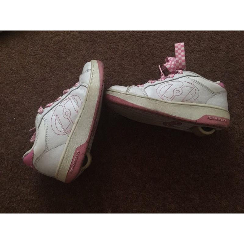 White and pink heelys size 1