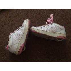White and pink heelys size 1