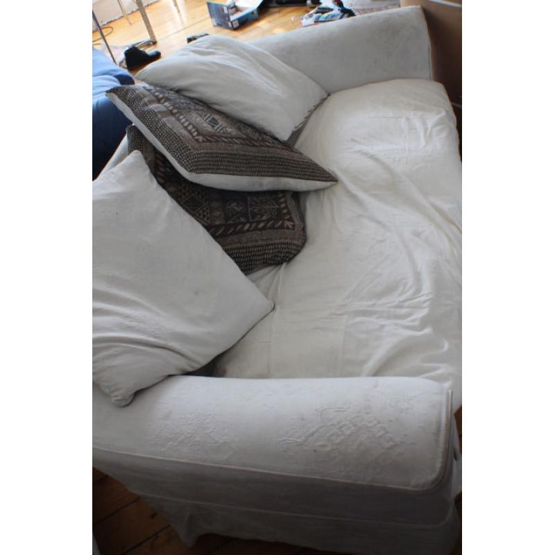 white cotton material 3 seater sofa 190cmX100