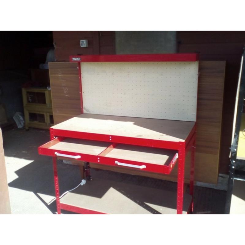 clarke workbench red( garage storage shed)