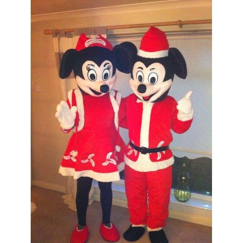 Christmas mickey and minnie mascots