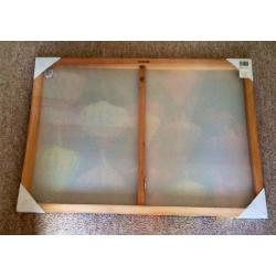 LARGE POP ART CANVAS ON WOOD PRINT, CHINESE SLIPPERS, NEW UNOPENED IN SELLOPHANE, 50CM X 70CM