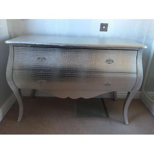 Silver Snake-Skin Effect 2 Drawer Dresser
