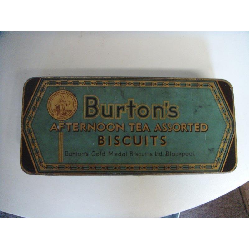 Two old card games,dominoes in old Burtons Biscuit Tin
