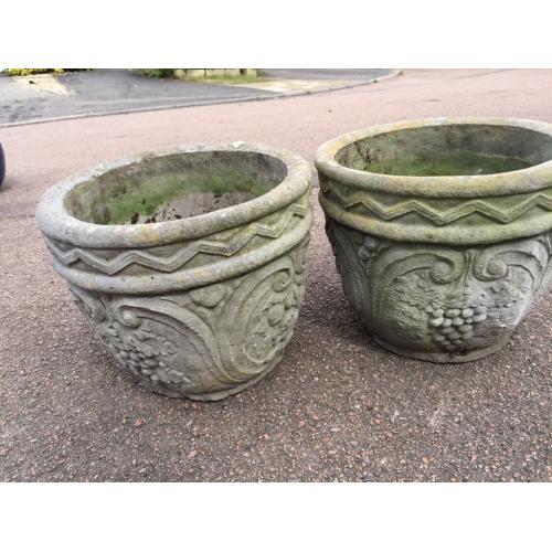 2 Stone Plant Pots