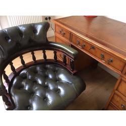 CHESTERFIELD LEATHER CHAIR SWIVEL DESK OFFICE SEAT