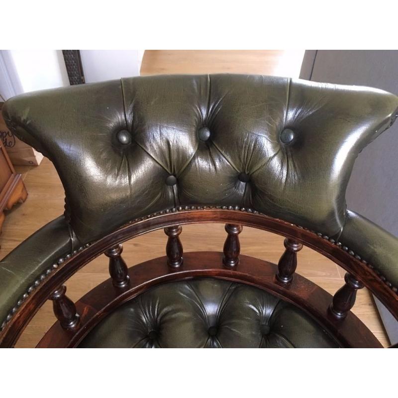 CHESTERFIELD LEATHER CHAIR SWIVEL DESK OFFICE SEAT