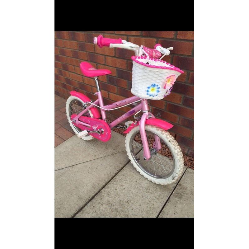 Girls pink bike with white tyres