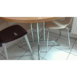 Round dining table and two chairs