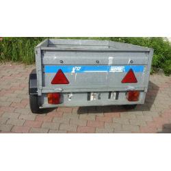 galvanised car trailer with drop down tailgate in very good condition