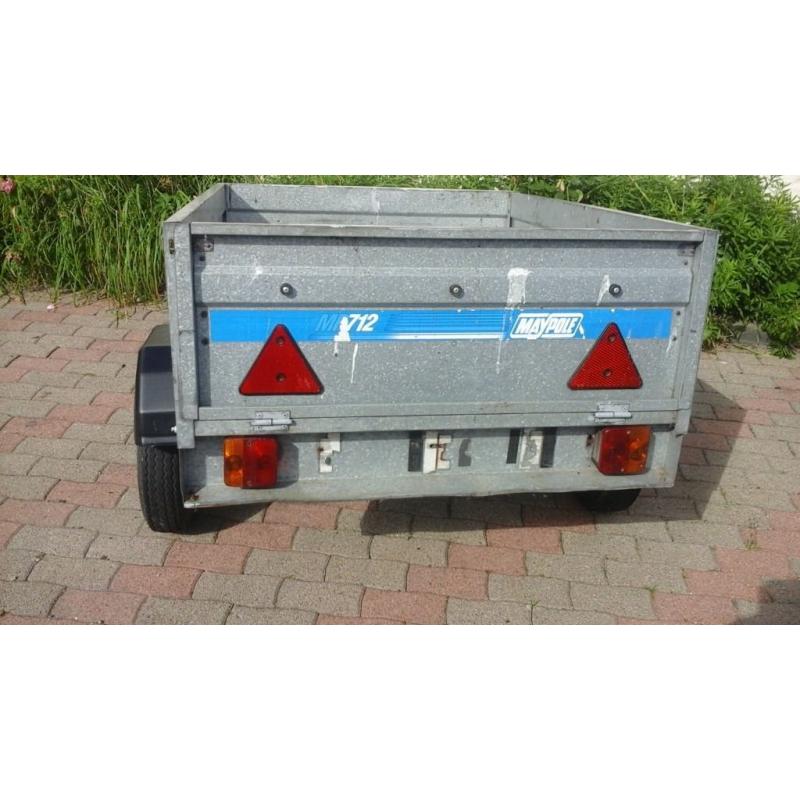 galvanised car trailer with drop down tailgate in very good condition