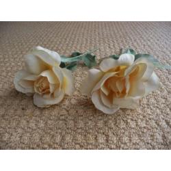 2 Artificial Cream Roses For Flower Arrangement or Vases / Mini Vases Crafts / Flower Arranging
